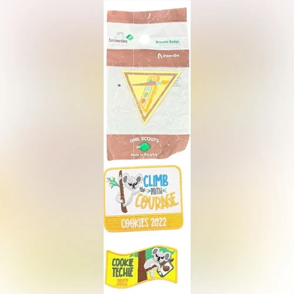 Girl Scouts Set of 7 Assorted Colorful Brownie Badges Patches.